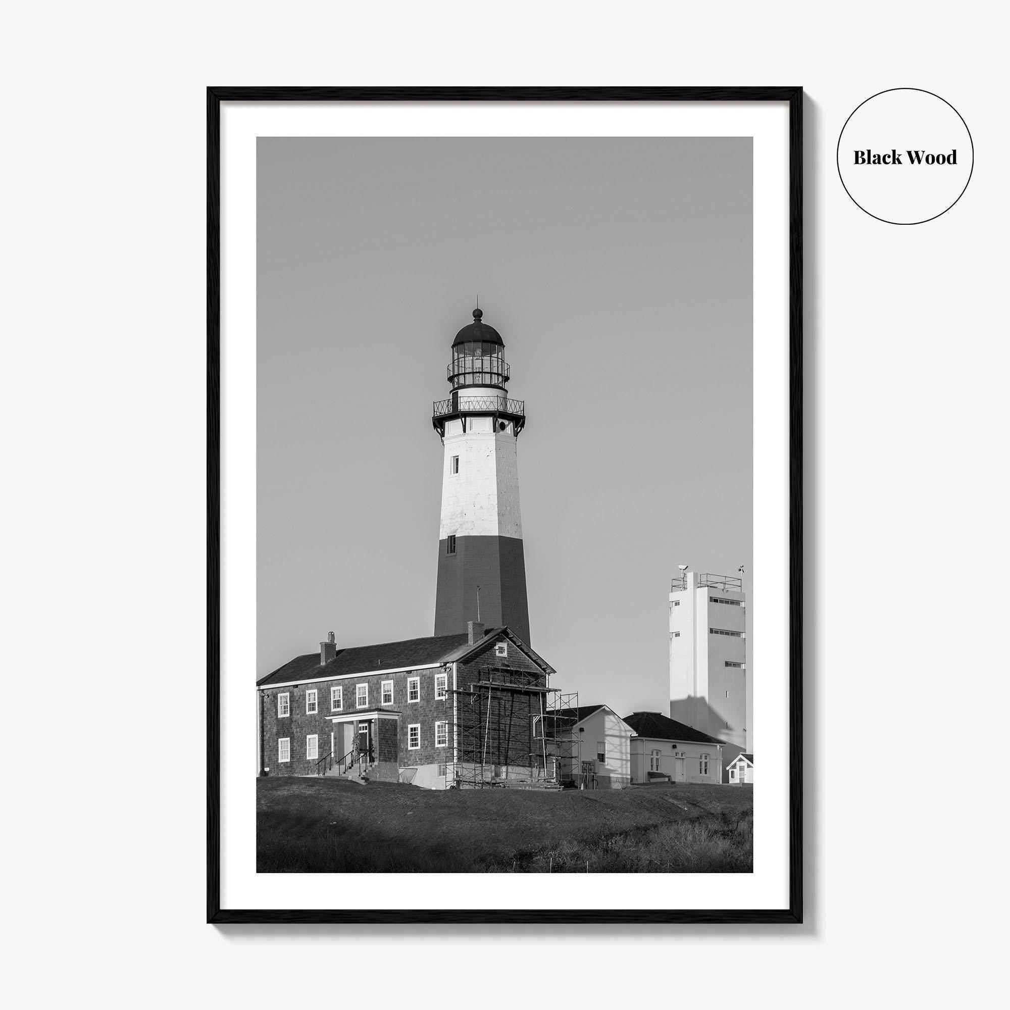 Montauk Point Lighthouse Black and White Fine Art Photo Print, Long Island NY Poster