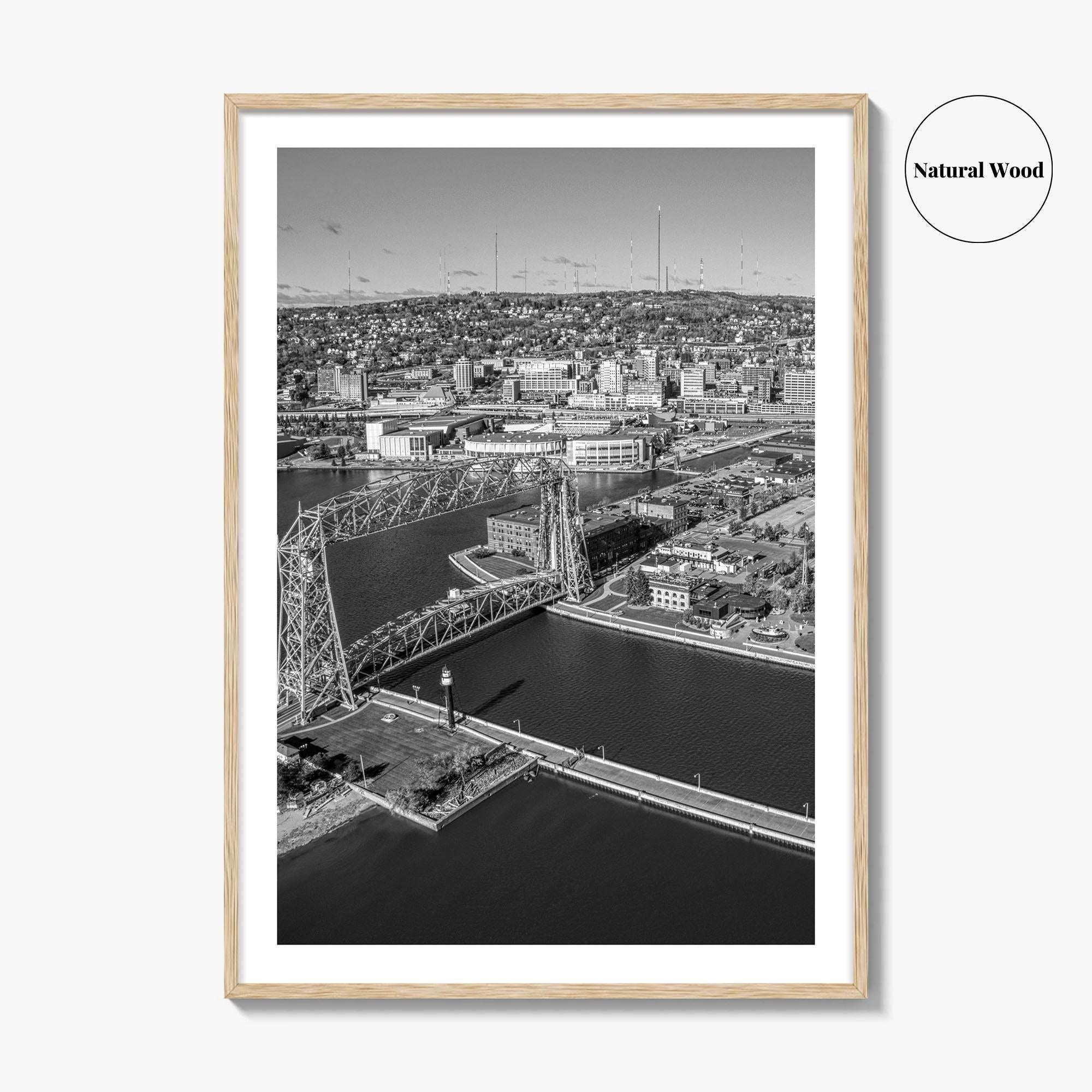 Duluth Black and White Fine Art Photo Print, Canal Park Aerial View, Minnesota USA