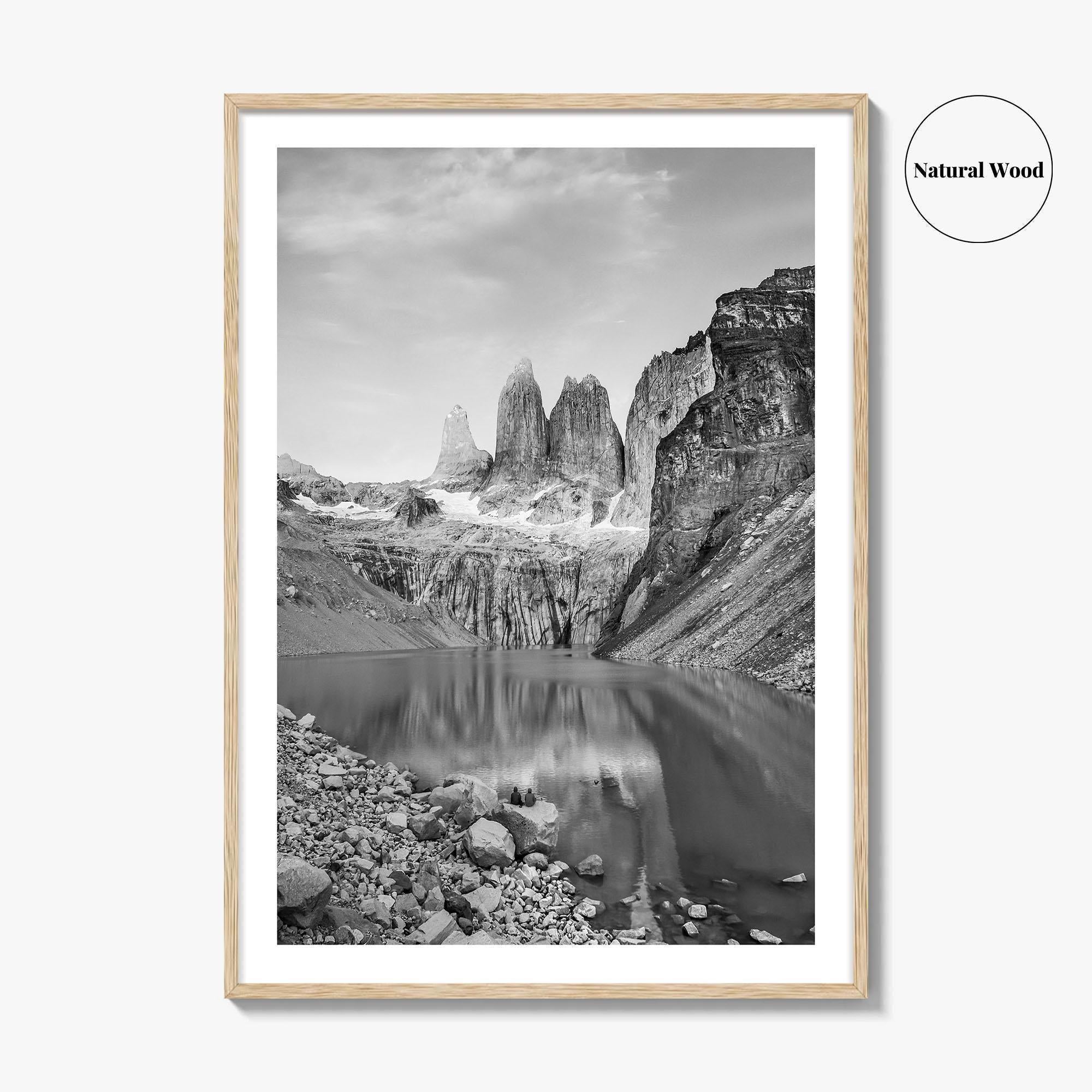 Torres Del Paine Black and White Fine Art Photo Print, Patagonia Poster