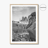 Torres Del Paine Black and White Fine Art Photo Print, Patagonia Poster