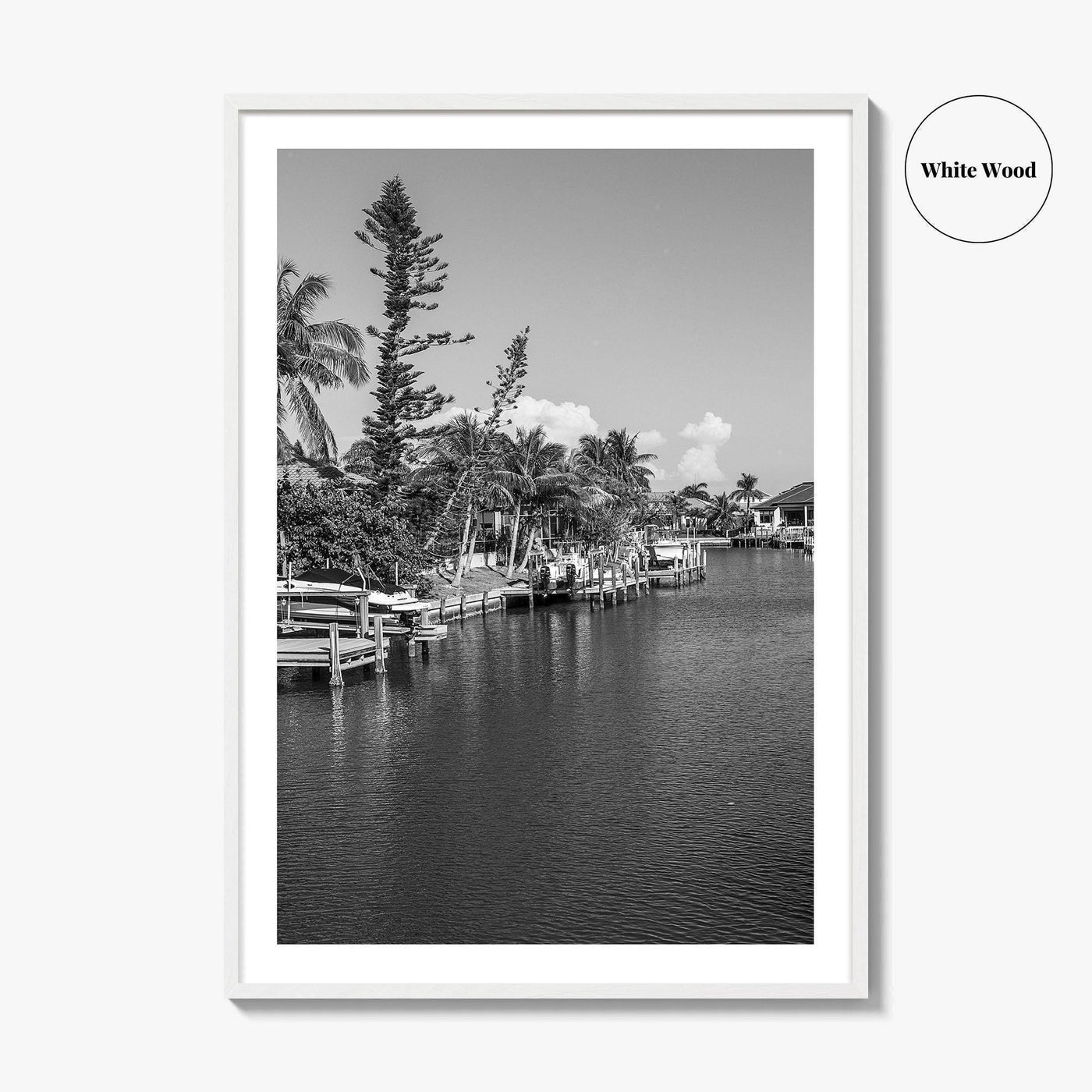 Marco Island Black and White Fine Art Photo Print, Naples Florida, USA Poster