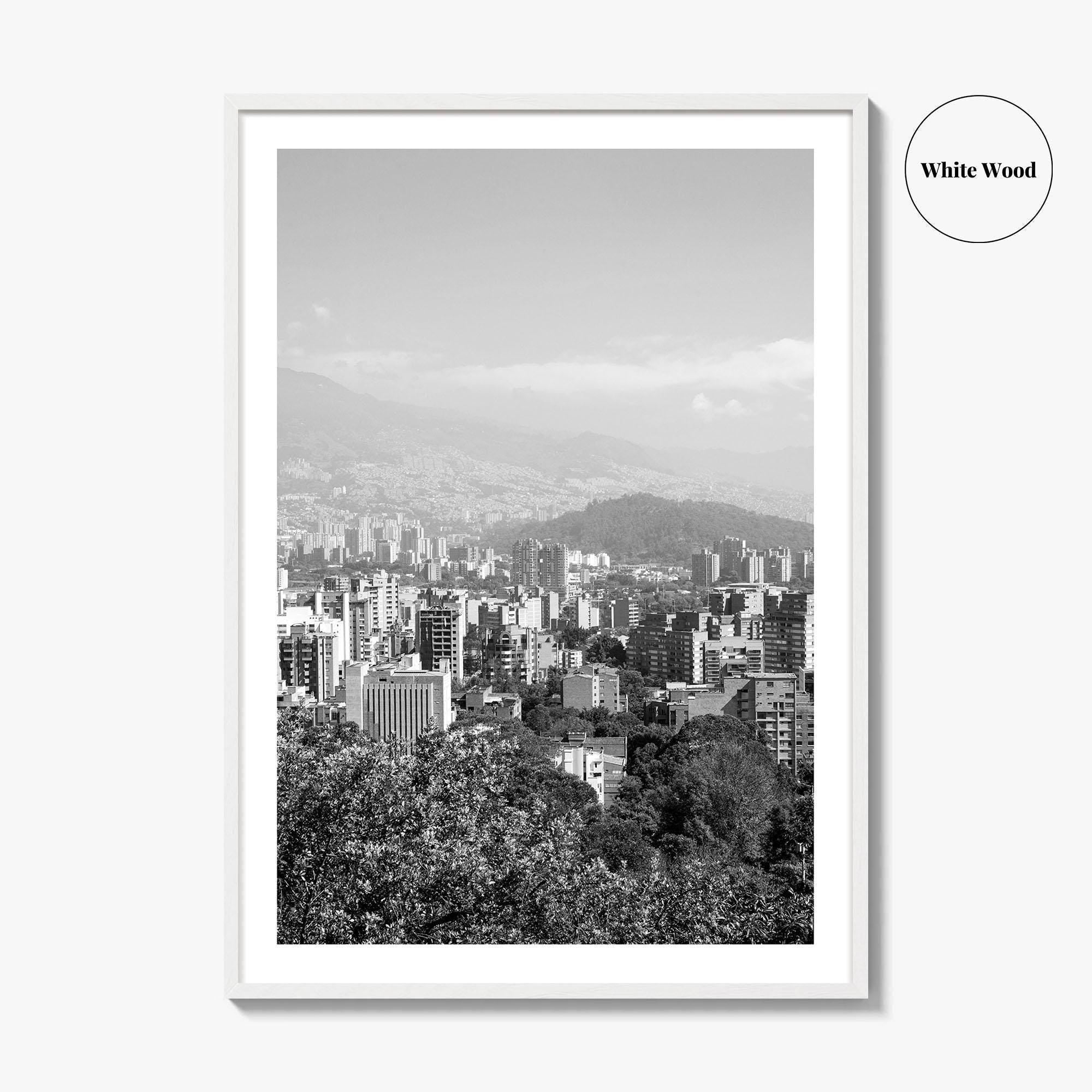 Medellin Skyline Black and White Fine Art Photo Print, Antioquia, Colombia Wall Poster