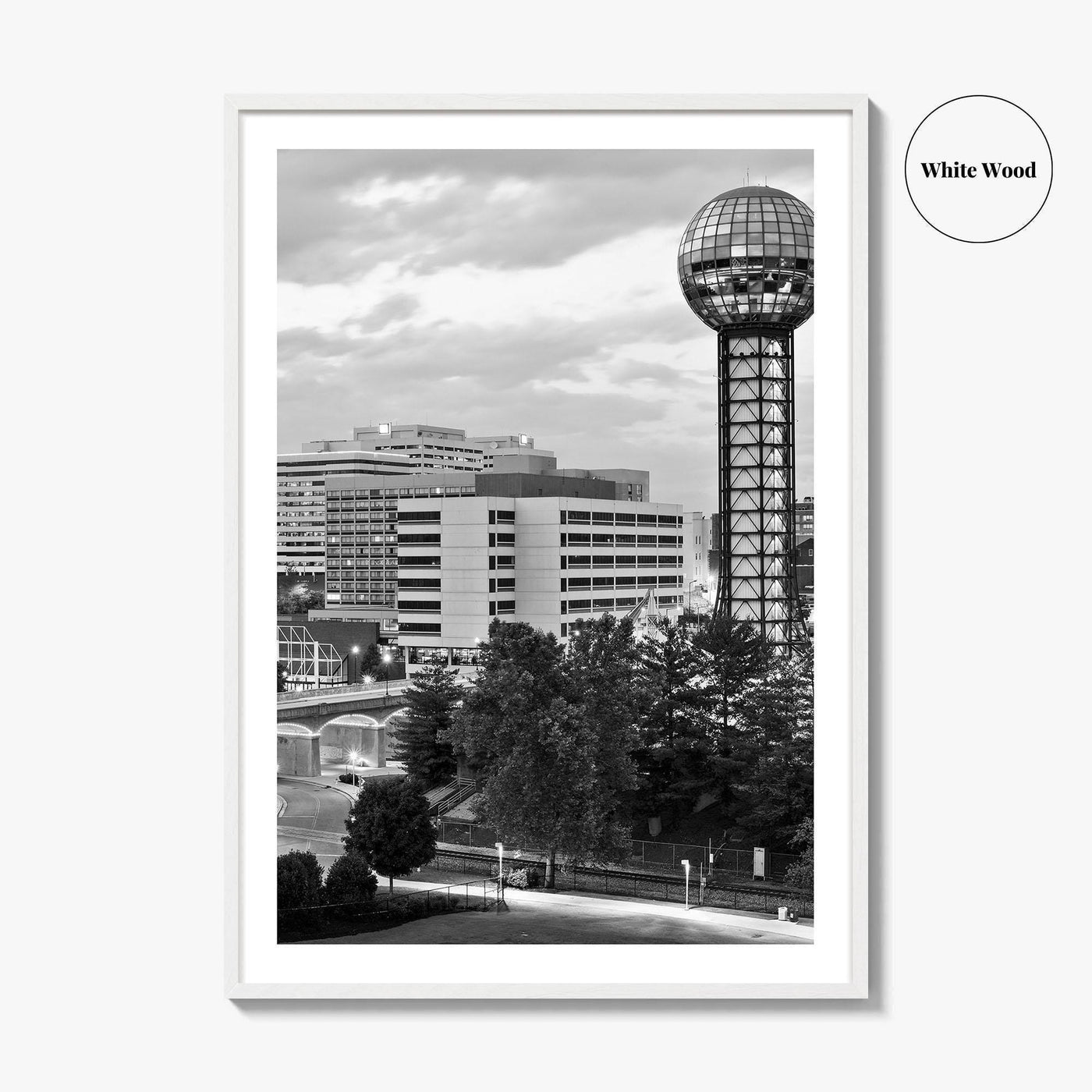 Knoxville Skyline Black and White Fine Art Photo Print, Downtown Tennessee Poster