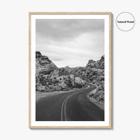 Valley of Fire Black and White Fine Art Photo Print, Nevada Las Vegas Poster