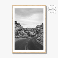 Valley of Fire Black and White Fine Art Photo Print, Nevada Las Vegas Poster