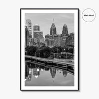 Philadelphia Skyline Black and White Fine Art Photo Print, Schuylkill River, Pennsylvania, Philly, Poster
