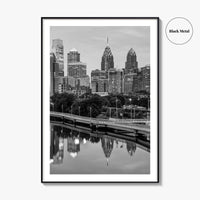 Philadelphia Skyline Black and White Fine Art Photo Print, Schuylkill River, Pennsylvania, Philly, Poster
