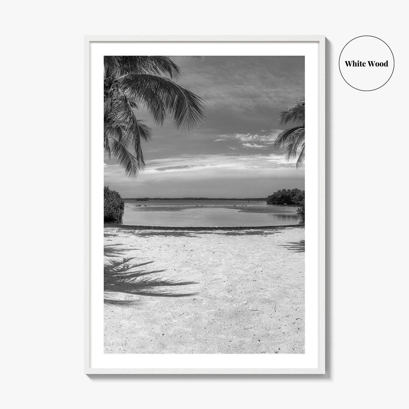 Key Largo Black and White Fine Art Photo Print, Florida Keys, Island Beach Poster