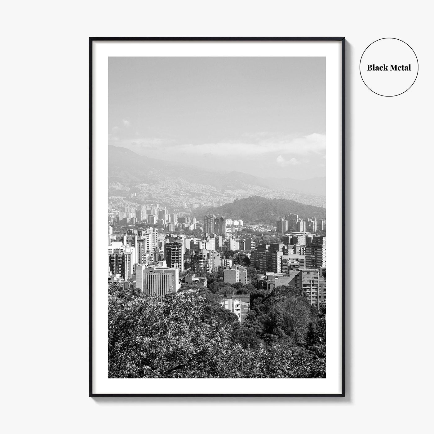 Medellin Skyline Black and White Fine Art Photo Print, Antioquia, Colombia Wall Poster