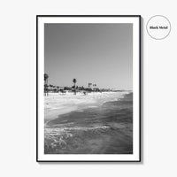 Hermosa Beach Black and White Fine Art Photo Print, Pier View, Los Angeles Poster