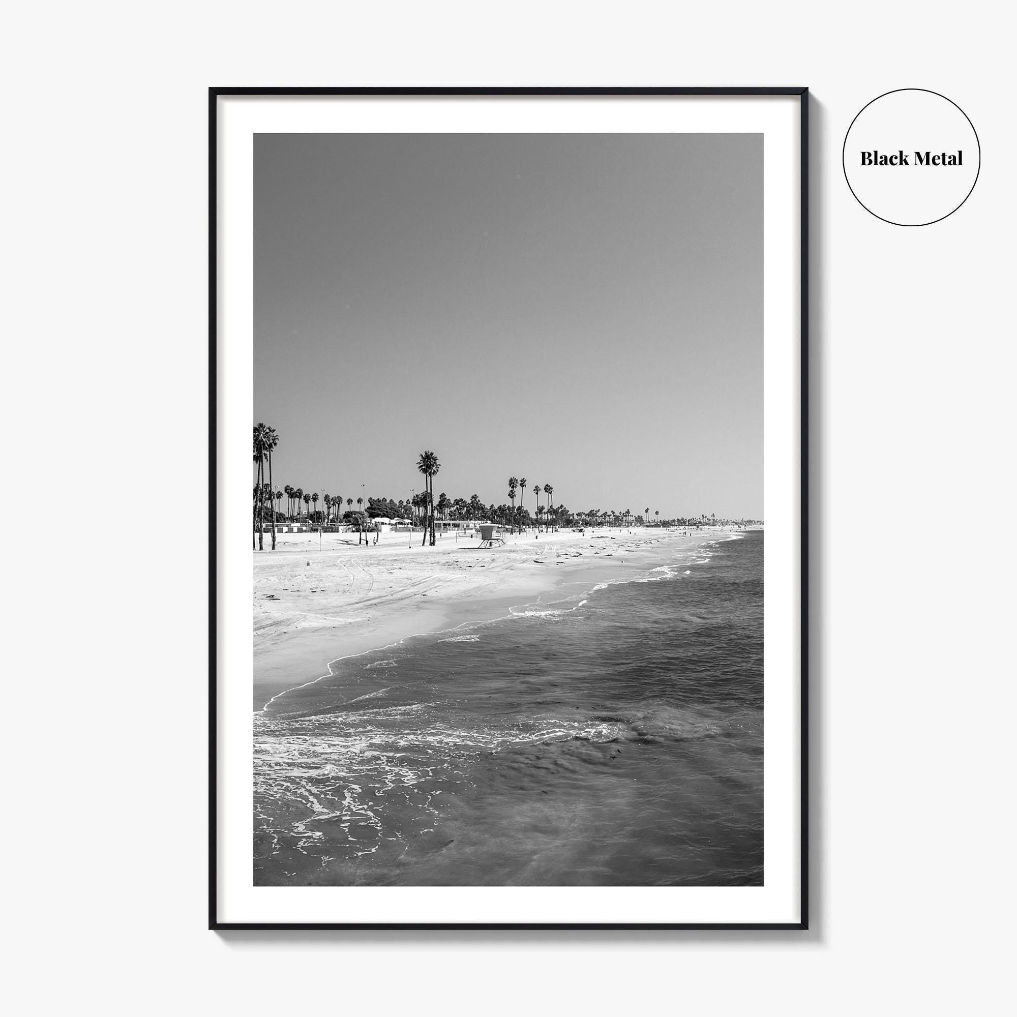Hermosa Beach Black and White Fine Art Photo Print, Pier View, Los Angeles Poster