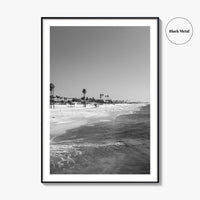 Hermosa Beach Black and White Fine Art Photo Print, Pier View, Los Angeles Poster
