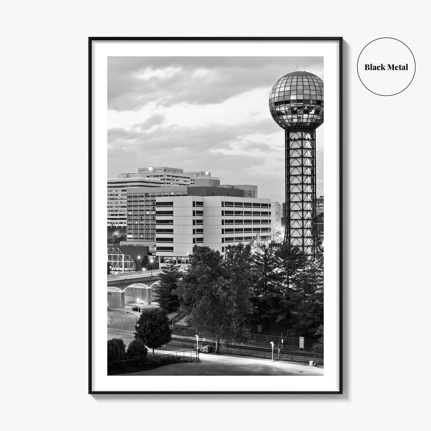 Knoxville Skyline Black and White Fine Art Photo Print, Downtown Tennessee Poster