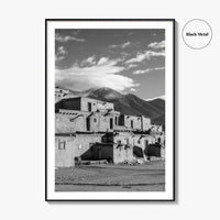 Taos Pueblo Black and White Fine Art Photo Print, New Mexico, Wall Decor Poster
