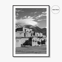 Taos Pueblo Black and White Fine Art Photo Print, New Mexico, Wall Decor Poster