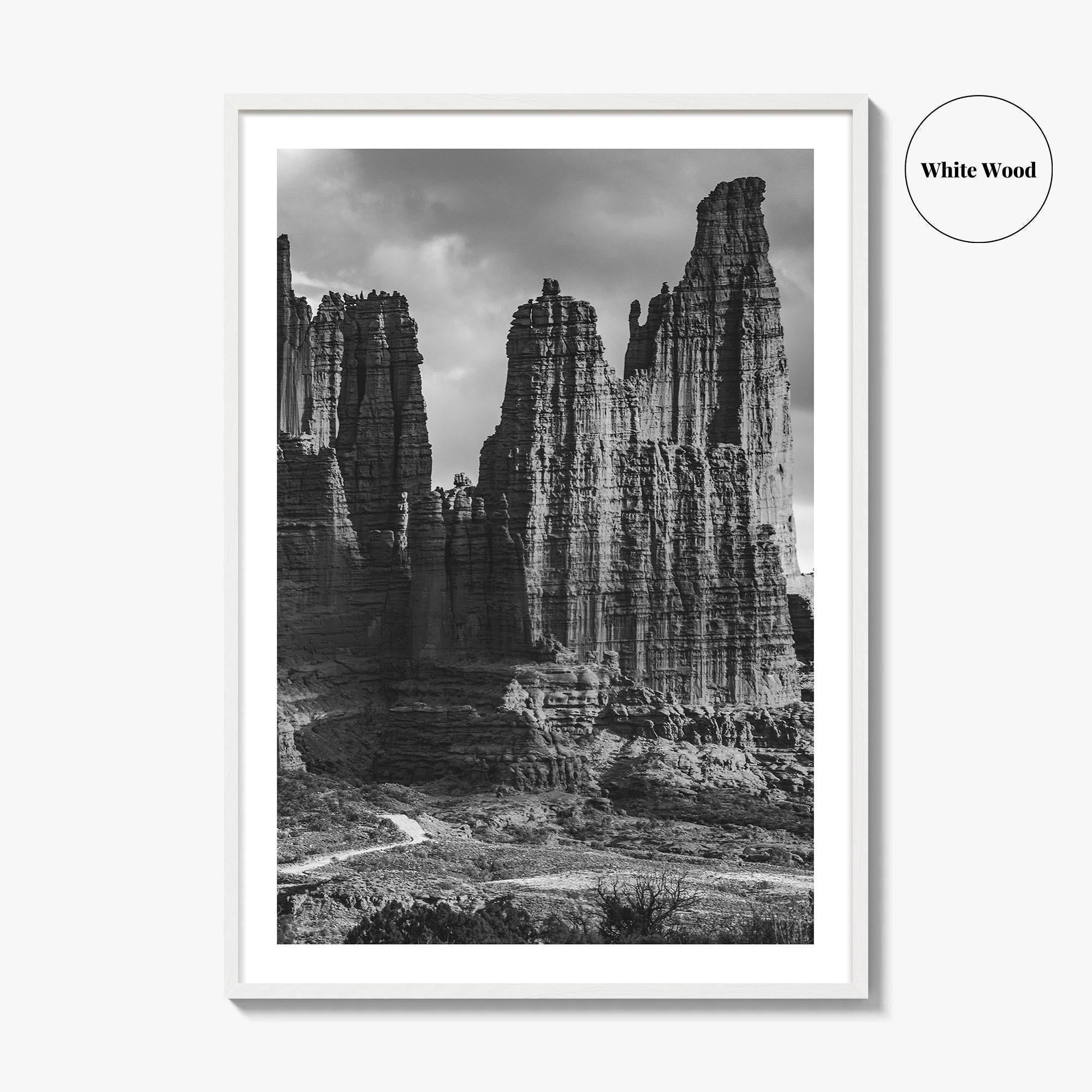 Moab Black and White Fine Art Photo Print, Fisher Towers Utah Colorado River Poster