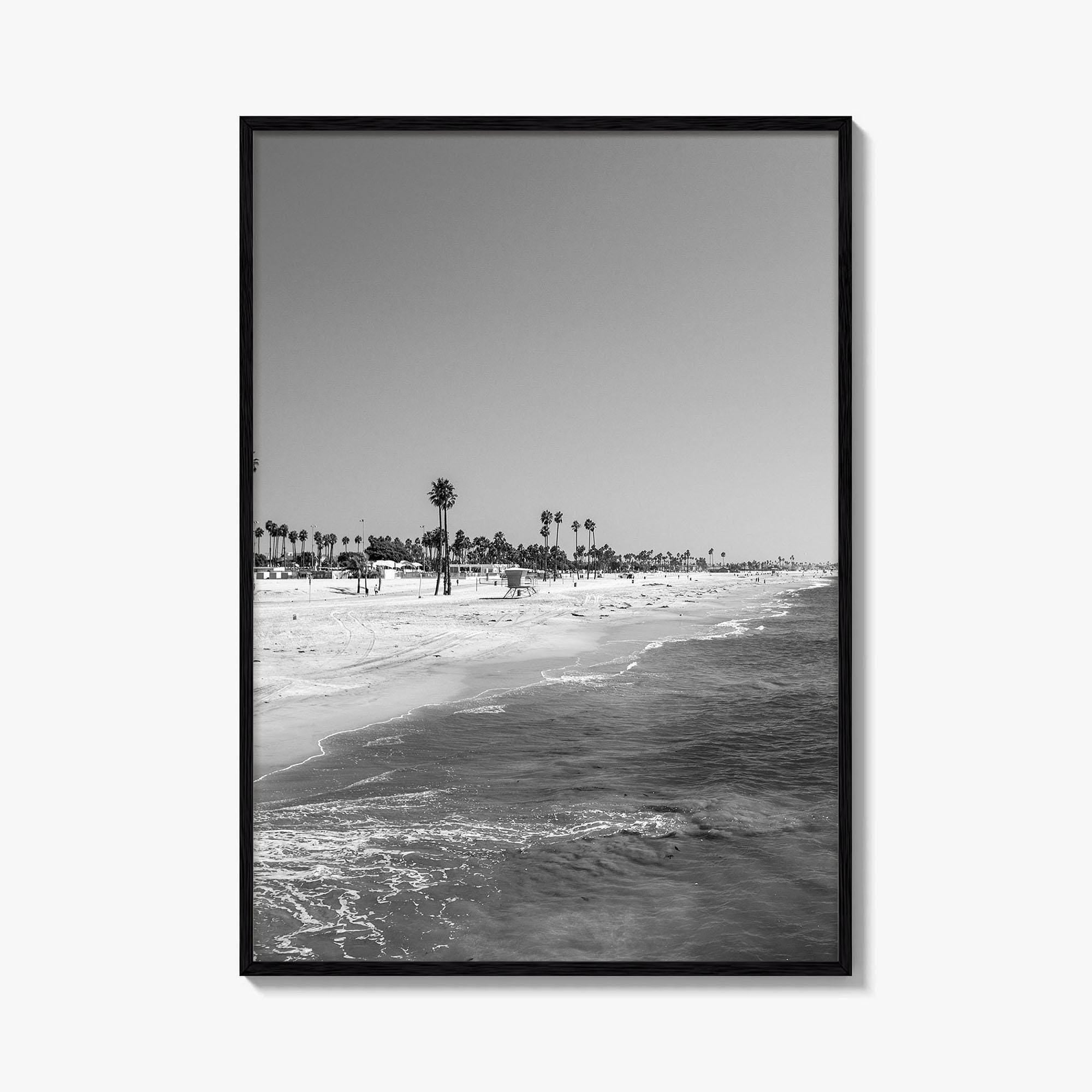 Hermosa Beach Black and White Fine Art Photo Print, Pier View, Los Angeles Poster
