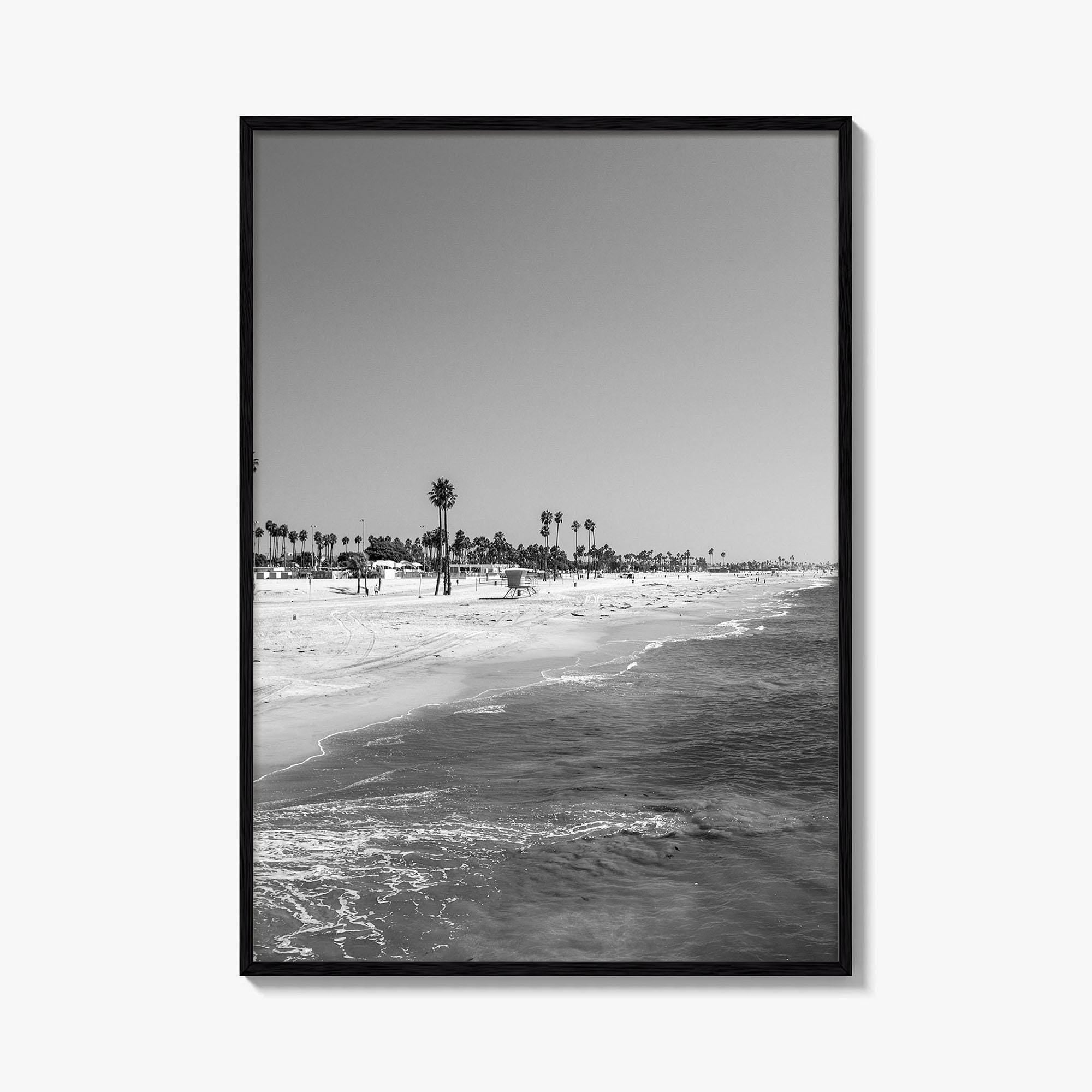 Hermosa Beach Black and White Fine Art Photo Print, Pier View, Los Angeles Poster