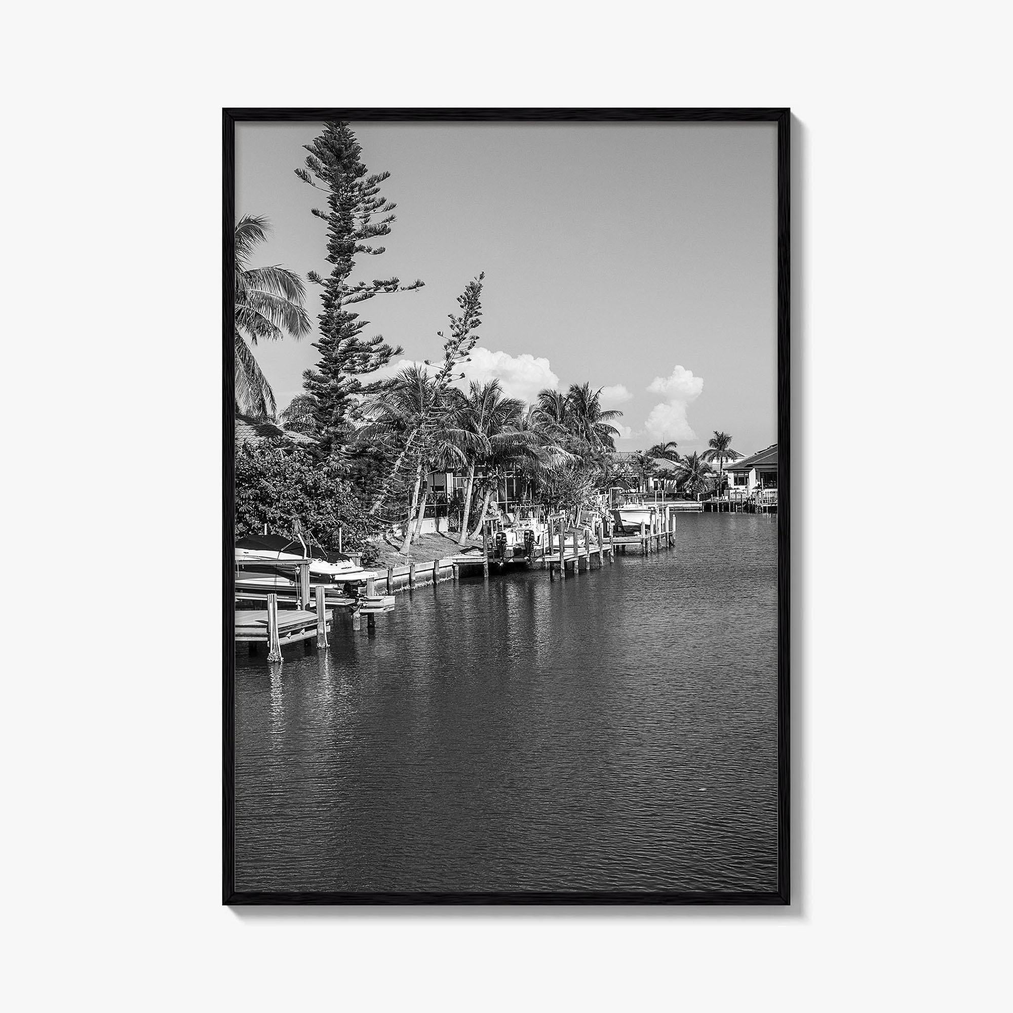 Marco Island Black and White Fine Art Photo Print, Naples Florida, USA Poster