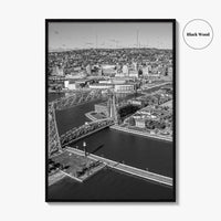 Duluth Black and White Fine Art Photo Print, Canal Park Aerial View, Minnesota USA