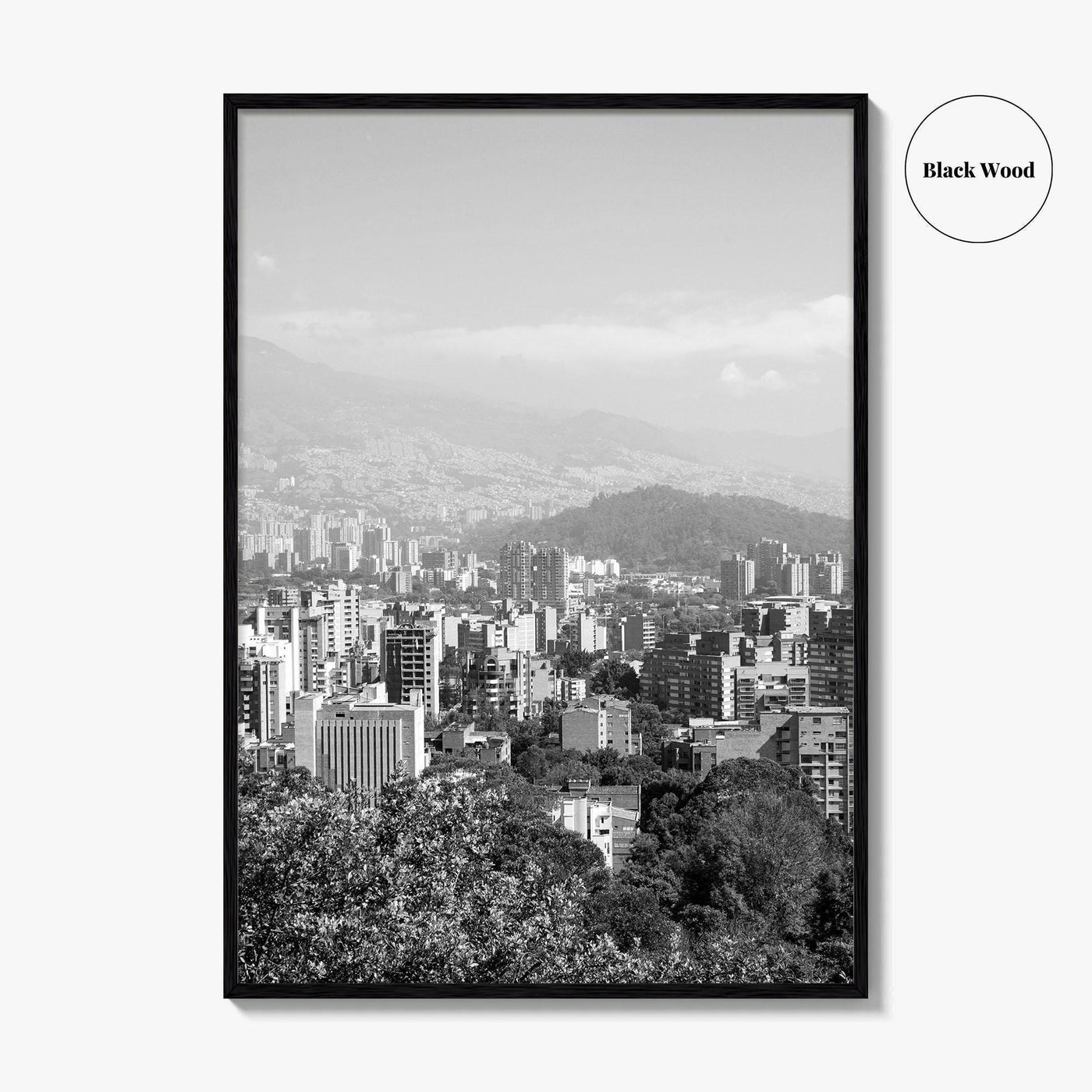 Medellin Skyline Black and White Fine Art Photo Print, Antioquia, Colombia Wall Poster