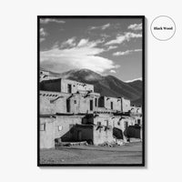 Taos Pueblo Black and White Fine Art Photo Print, New Mexico, Wall Decor Poster
