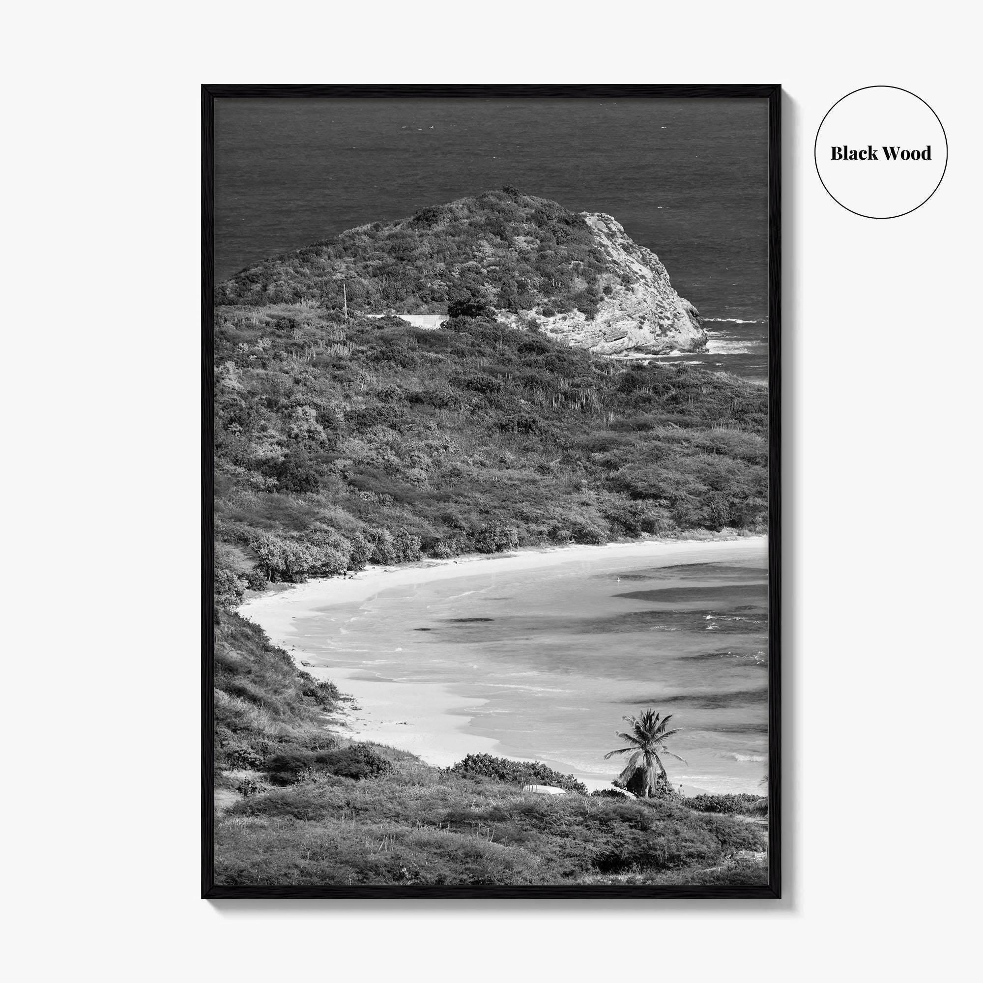 Half Moon Bay Black and White Fine Art Photo Print, Antigua Poster, Freetown Poster