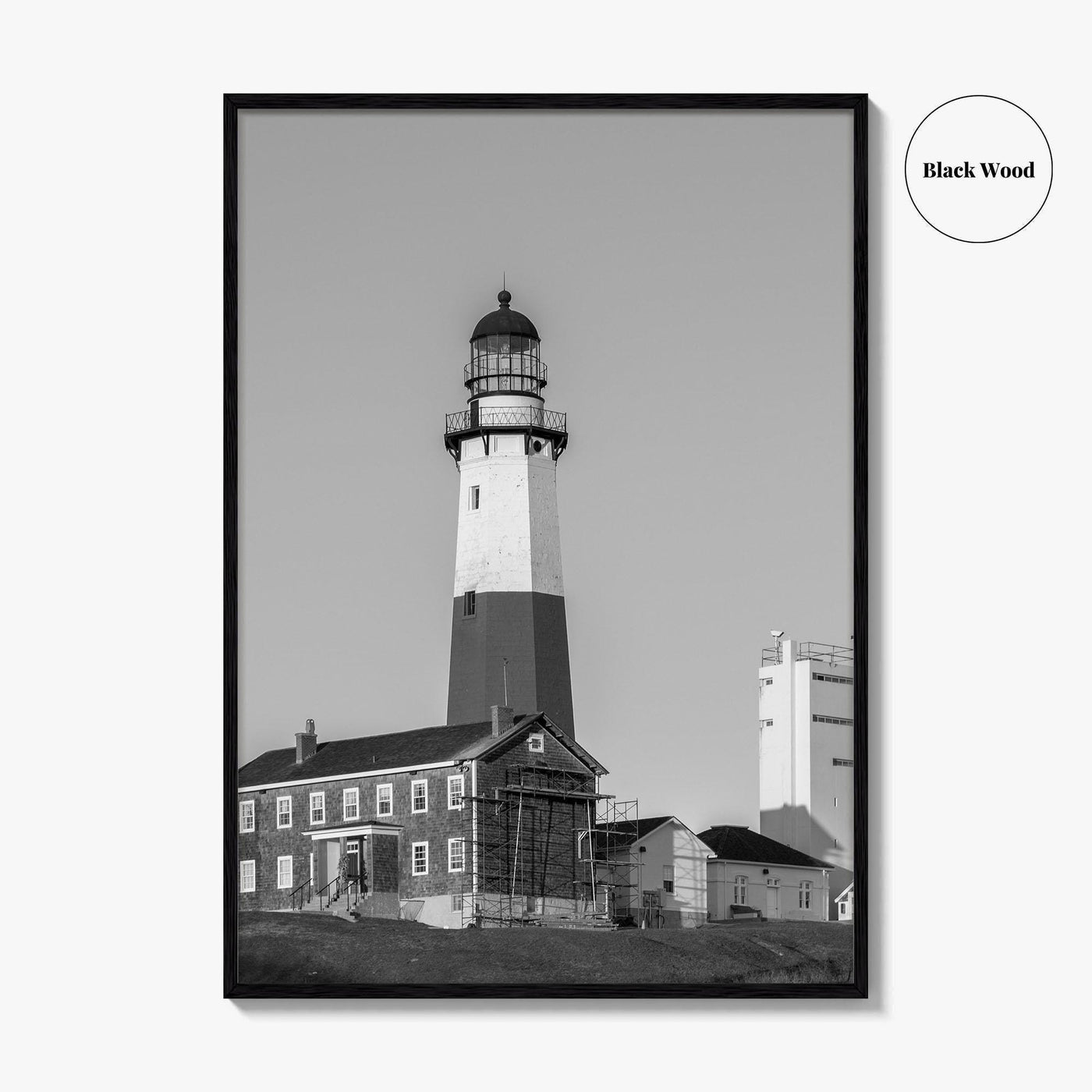Montauk Point Lighthouse Black and White Fine Art Photo Print, Long Island NY Poster