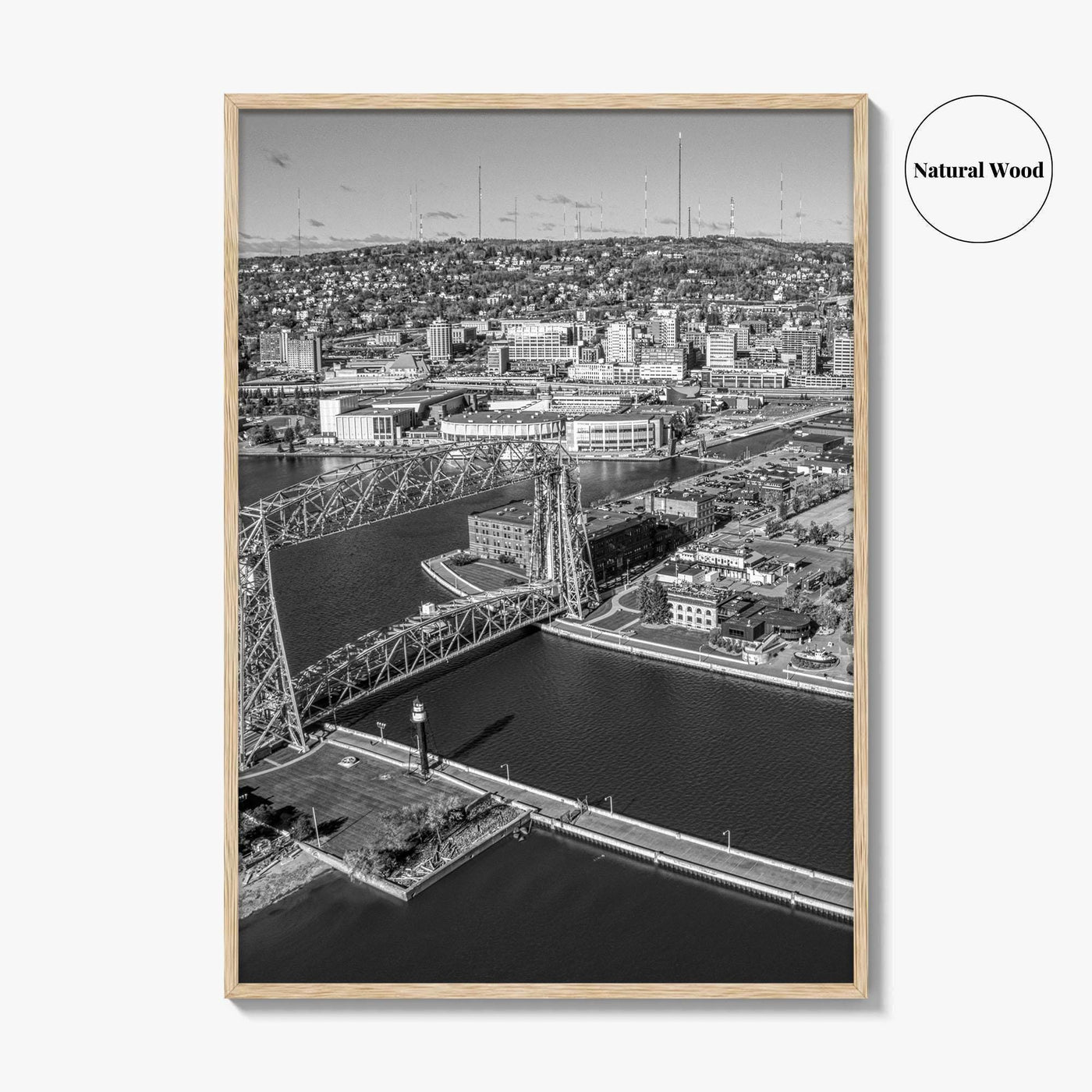 Duluth Black and White Fine Art Photo Print, Canal Park Aerial View, Minnesota USA