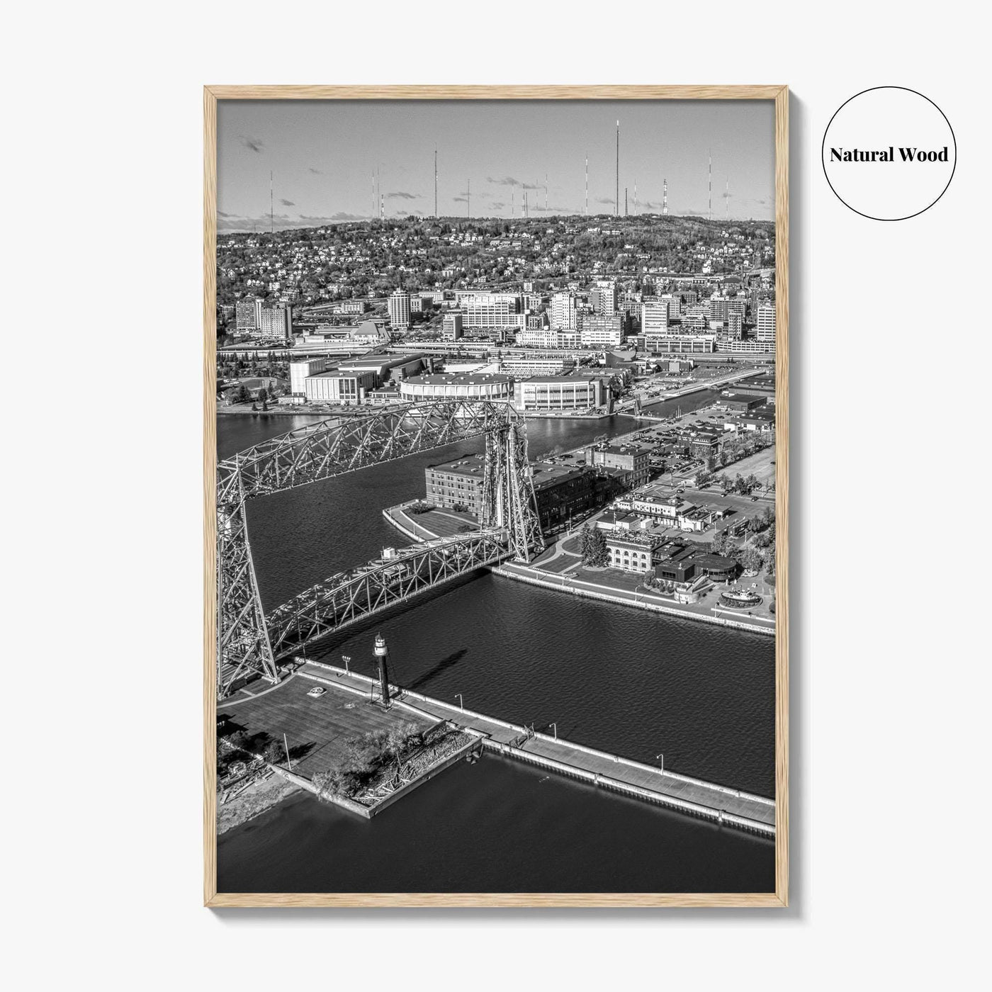 Duluth Black and White Fine Art Photo Print, Canal Park Aerial View, Minnesota USA