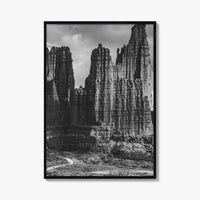 Moab Black and White Fine Art Photo Print, Fisher Towers Utah Colorado River Poster