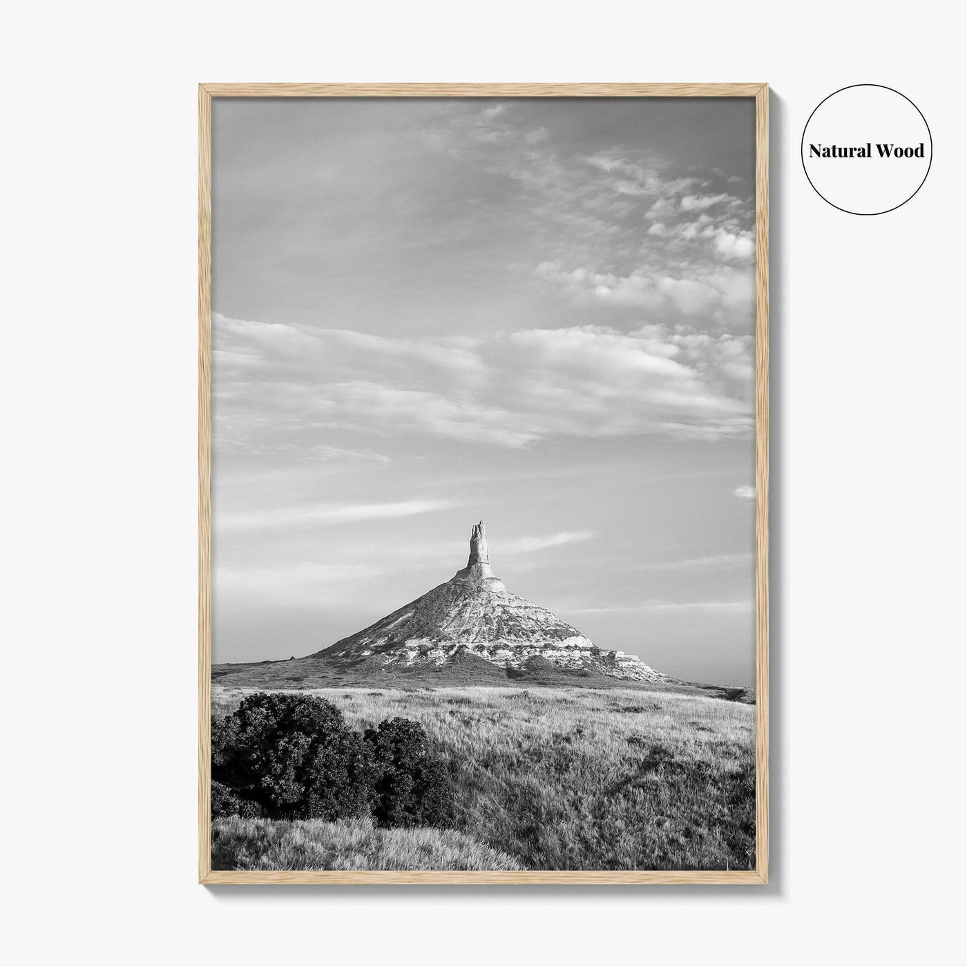 Chimney Rock Black and White Fine Art Photo Print, Nebraska Historic Site USA Poster