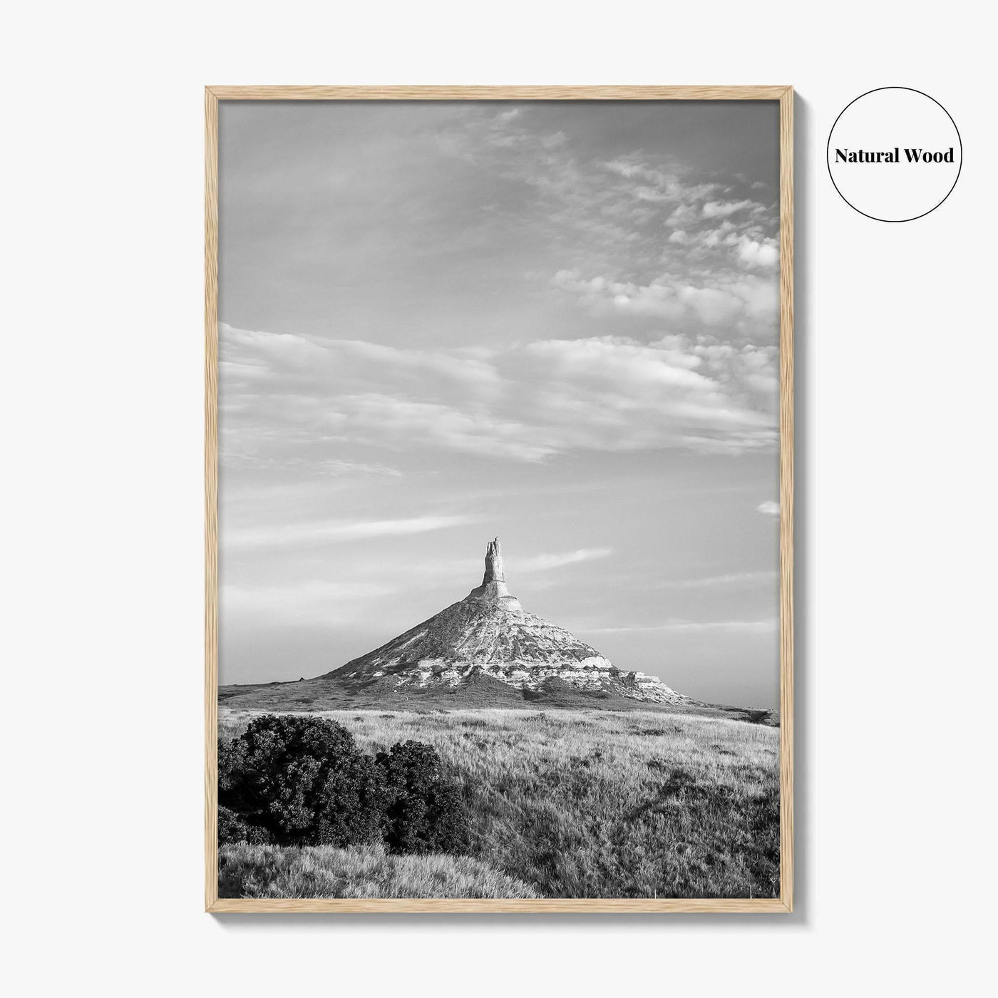 Chimney Rock Black and White Fine Art Photo Print, Nebraska Historic Site USA Poster