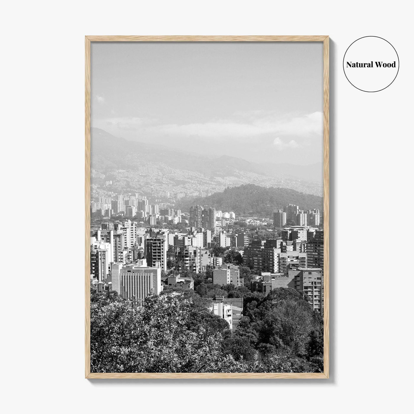 Medellin Skyline Black and White Fine Art Photo Print, Antioquia, Colombia Wall Poster