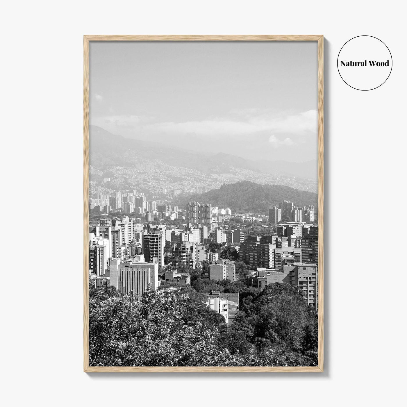 Medellin Skyline Black and White Fine Art Photo Print, Antioquia, Colombia Wall Poster