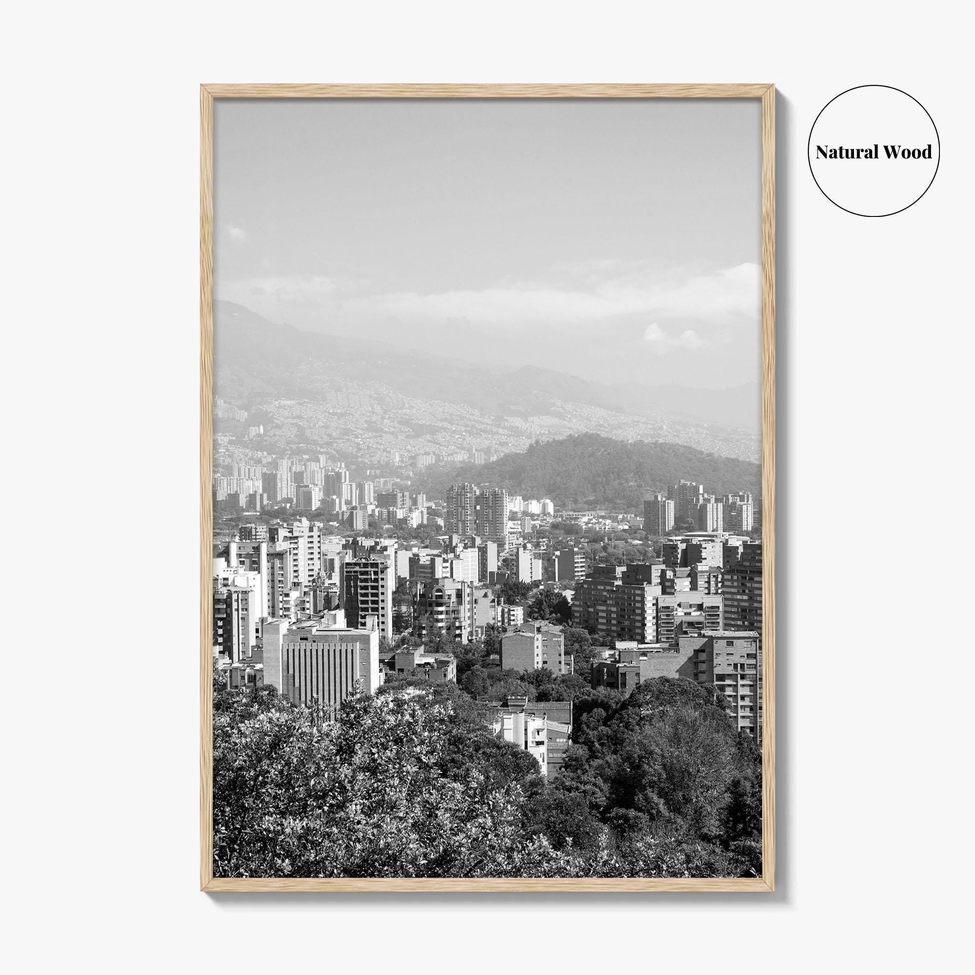 Medellin Skyline Black and White Fine Art Photo Print, Antioquia, Colombia Wall Poster