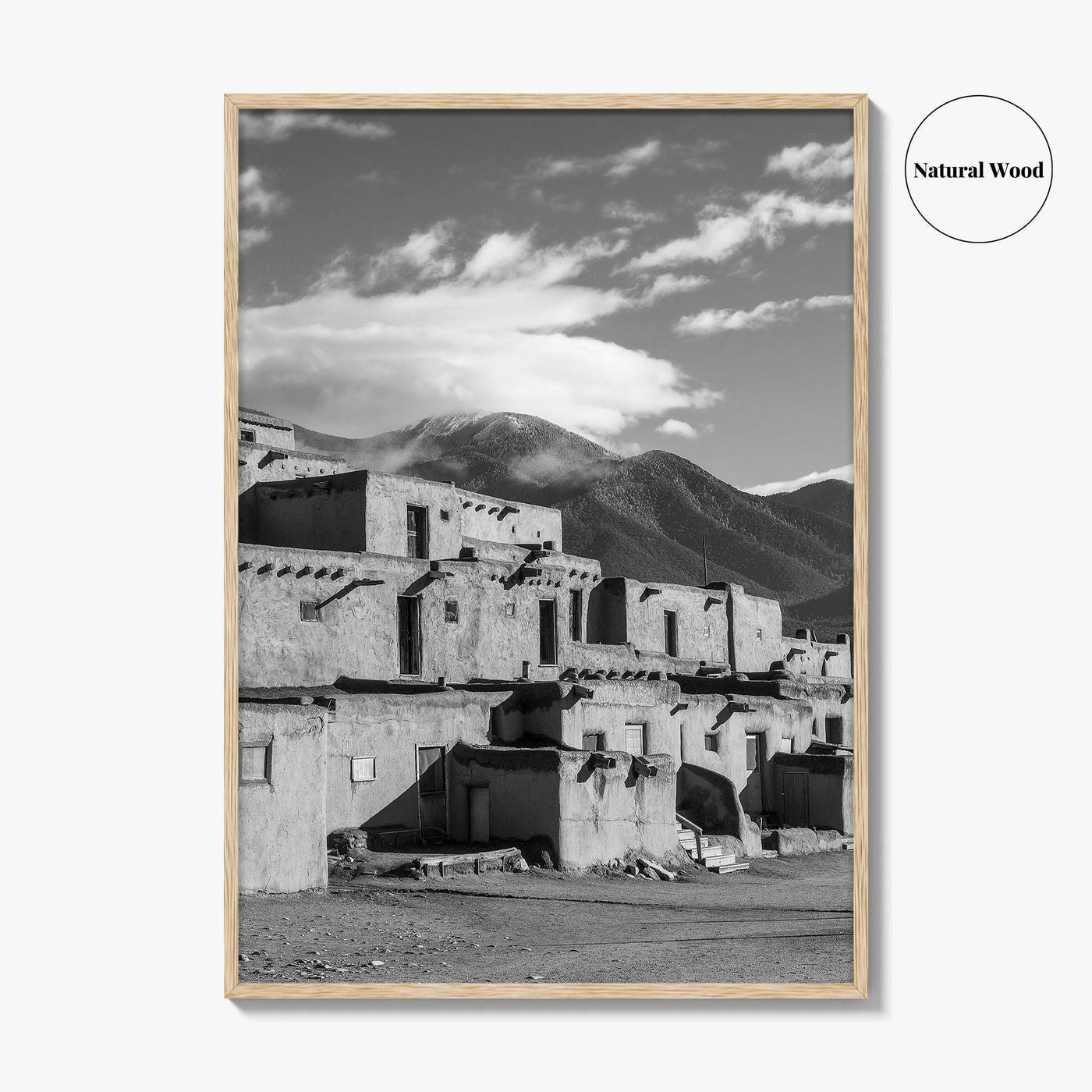 Taos Pueblo Black and White Fine Art Photo Print, New Mexico, Wall Decor Poster