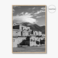 Taos Pueblo Black and White Fine Art Photo Print, New Mexico, Wall Decor Poster