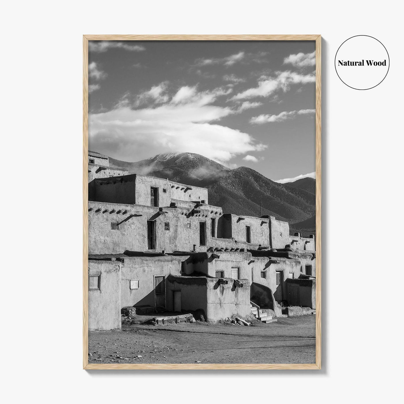 Taos Pueblo Black and White Fine Art Photo Print, New Mexico, Wall Decor Poster