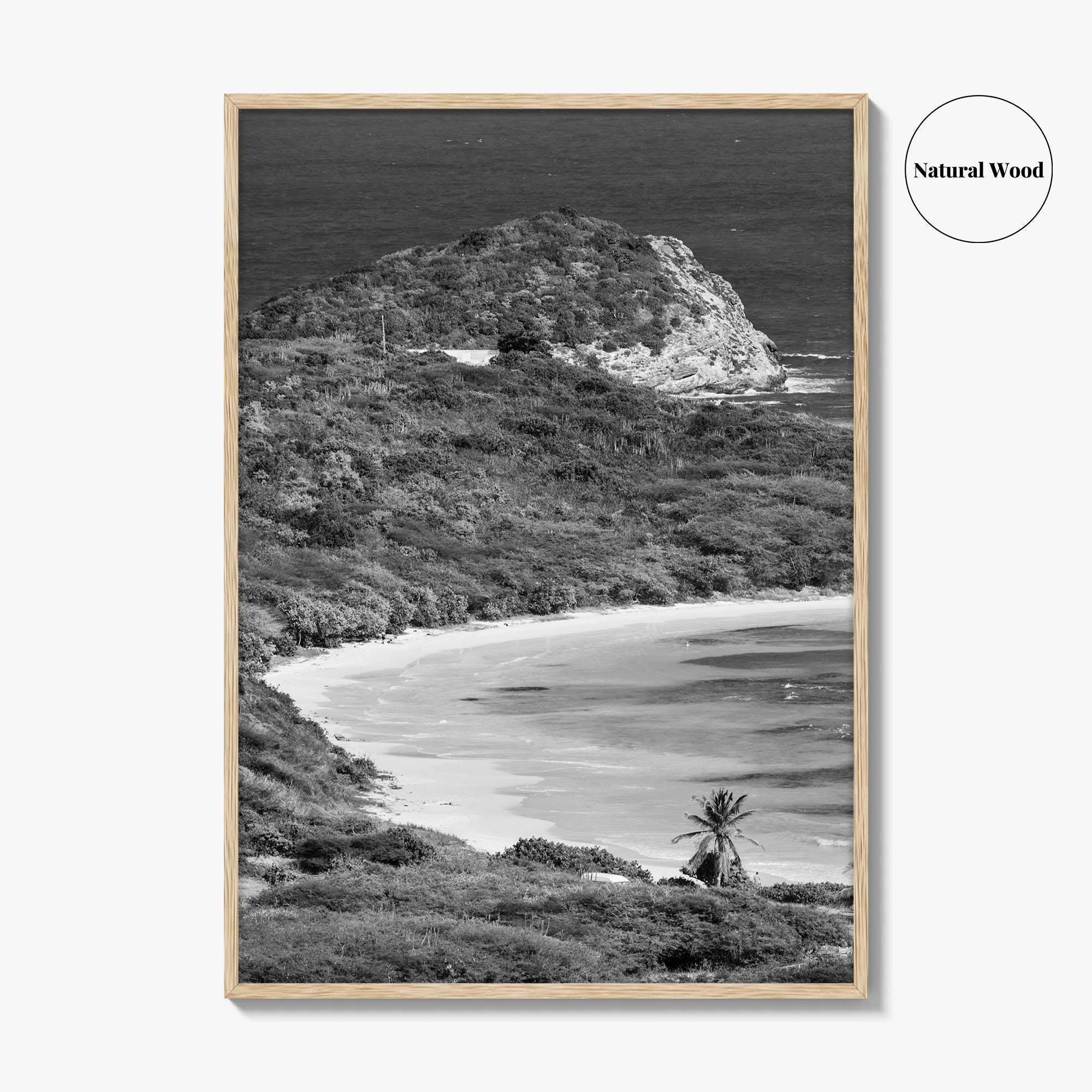 Half Moon Bay Black and White Fine Art Photo Print, Antigua Poster, Freetown Poster