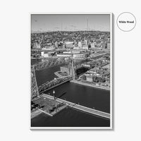 Duluth Black and White Fine Art Photo Print, Canal Park Aerial View, Minnesota USA