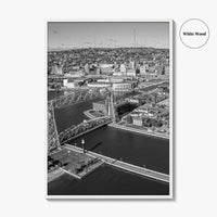 Duluth Black and White Fine Art Photo Print, Canal Park Aerial View, Minnesota USA