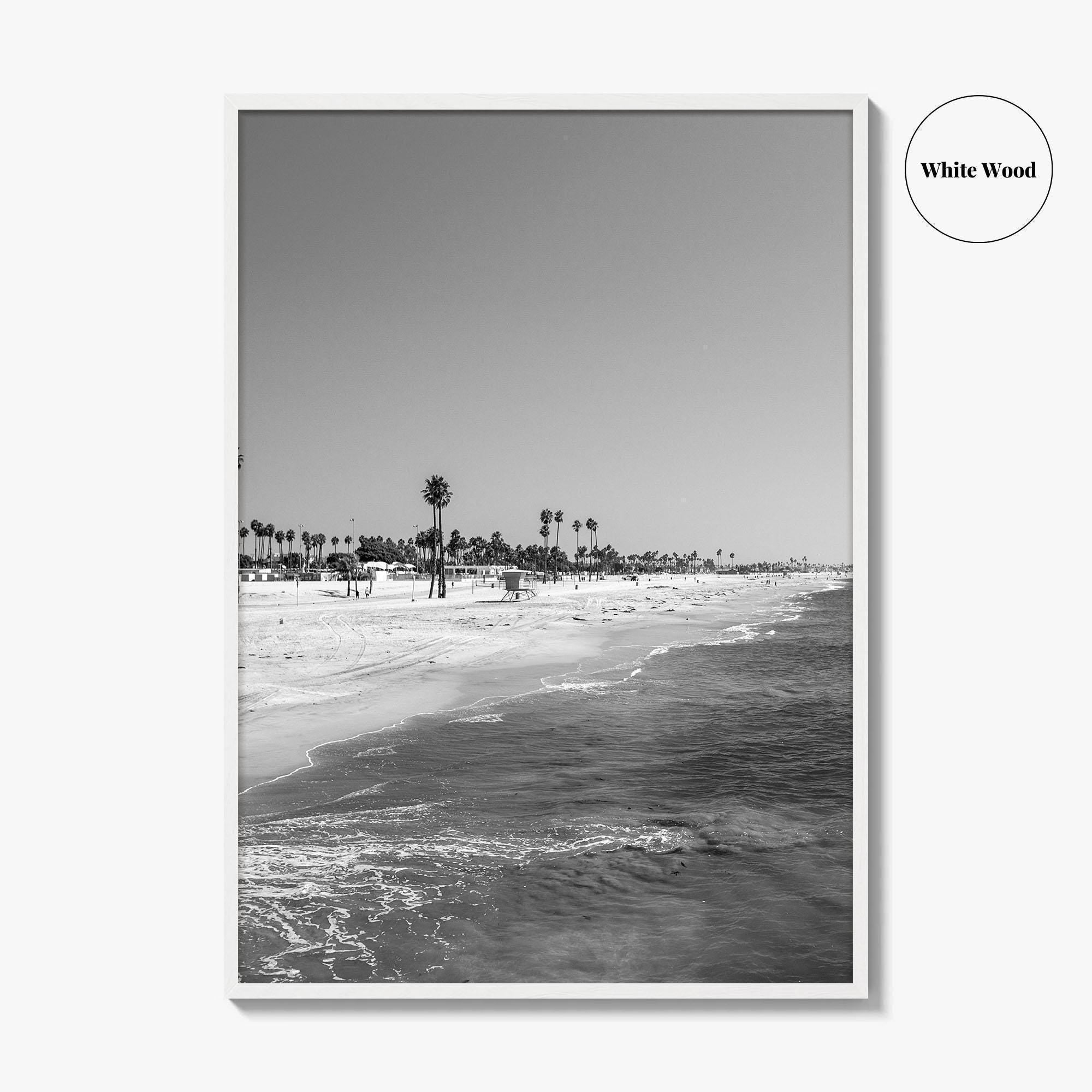 Hermosa Beach Black and White Fine Art Photo Print, Pier View, Los Angeles Poster