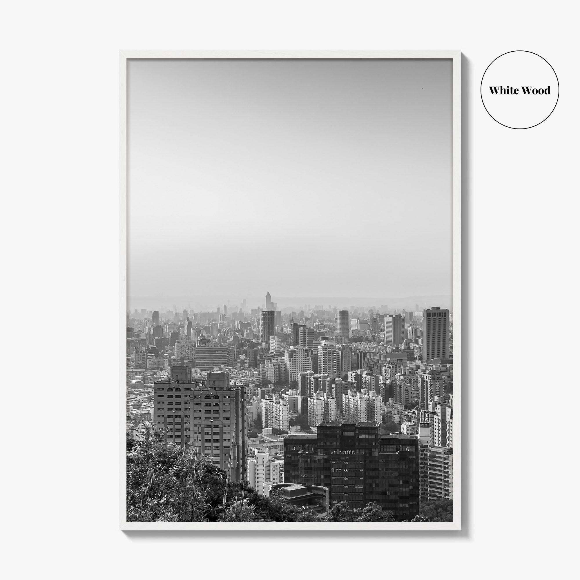 Taipei City Skyline Black and White Fine Art Photo Print, 101, Taiwan Wall Poster