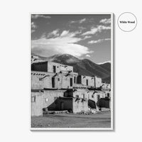 Taos Pueblo Black and White Fine Art Photo Print, New Mexico, Wall Decor Poster
