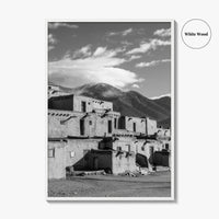 Taos Pueblo Black and White Fine Art Photo Print, New Mexico, Wall Decor Poster