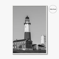 Montauk Point Lighthouse Black and White Fine Art Photo Print, Long Island NY Poster