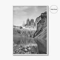 Torres Del Paine Black and White Fine Art Photo Print, Patagonia Poster