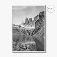 Torres Del Paine Black and White Fine Art Photo Print, Patagonia Poster