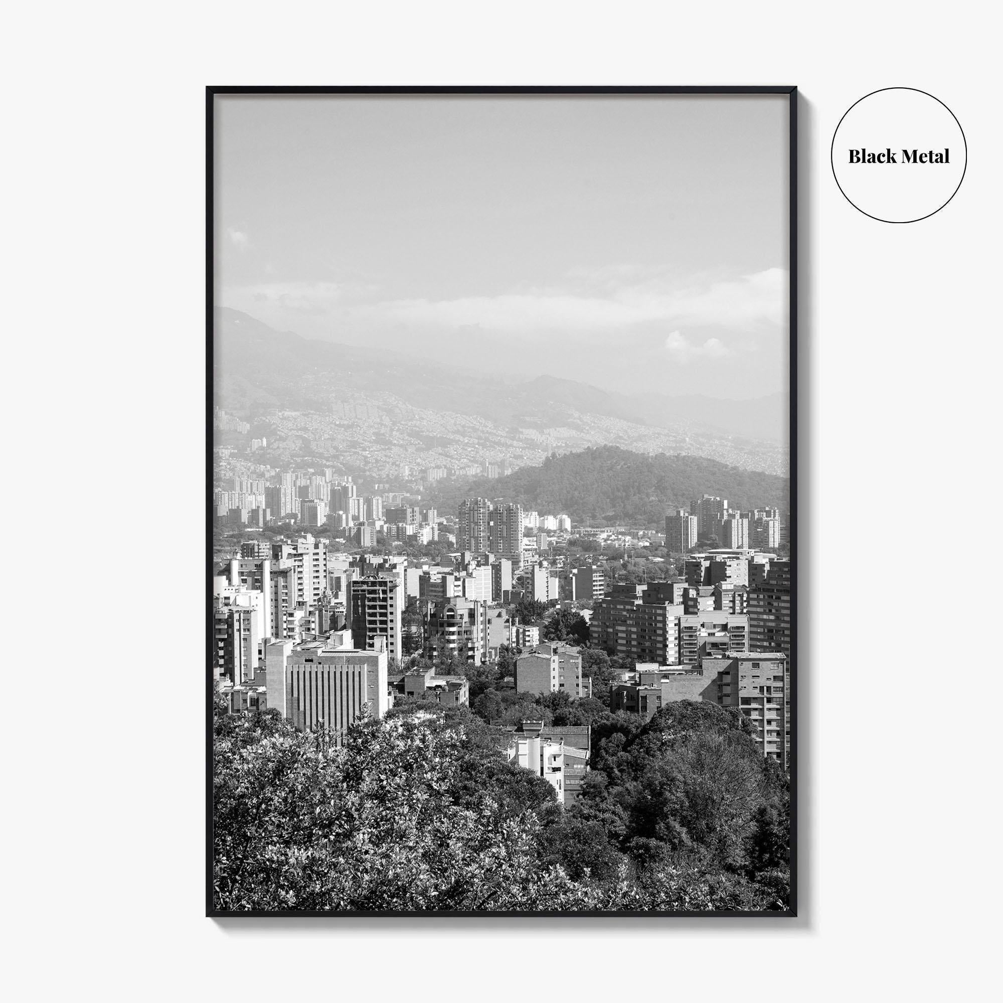 Medellin Skyline Black and White Fine Art Photo Print, Antioquia, Colombia Wall Poster